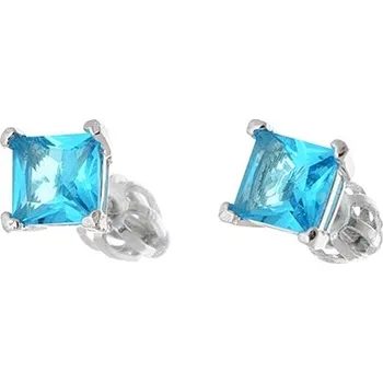 Náušnice Stříbrné naušnice kostičky s modrým zirkonem AGUP1700S