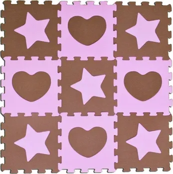 Sun Ta Toys Pěnové puzzle hvězdy a srdce růžové S4 9 dílků