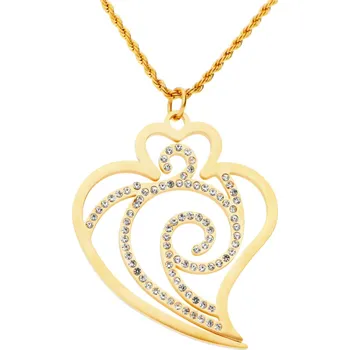 Přívěsek Ewena Ocelový přívěsek srdce s řetízkem ve zlaté barvě + dárkové balení