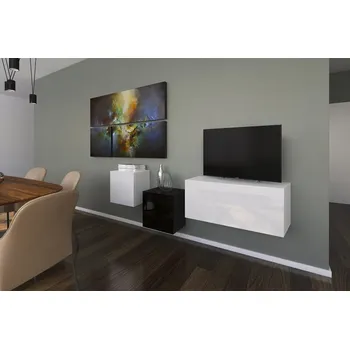 Obývací stěna Ral Obývací stěna GEORGIA 5, 191 cm - Bílo/černý lesk