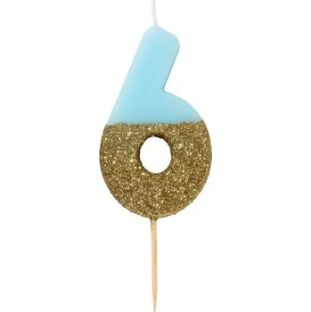 Dortová svíčka Wrimes Cosmetics Ltd. SVÍČKA Číslice narozeninová modrozlatá 6