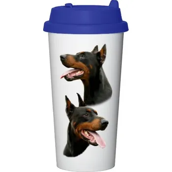 Cestovní nerezový hrnek s potiskem Dobrman