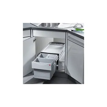 Odpadkový koš Hailo AS Rondo Comfort 20/10/10/D/KS/ME - světle šedý - rohový, vestavný třídič odpadu- 3646-23