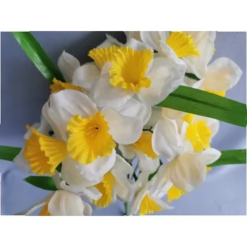 umělá květina Narcis kytice, 3 barvy, Barva bílo-žlutá G030