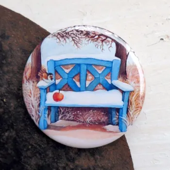Dekorativní magnet Zuzana Honsová Zimní lavička magnet 56 mm