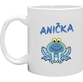 Hrnek malý bílý s potiskem Anička - žabička