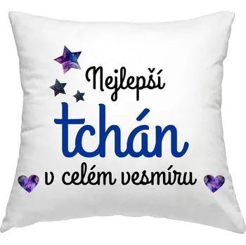 Dekorativní polštářek Polštářek Nejlepší Tchán ve vesmíru (Velikost: 40 x 40 cm)