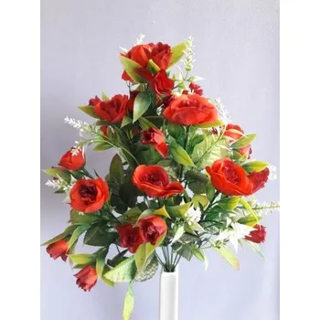 umělá květina Kytice drobné růžičky X184/tm. červená