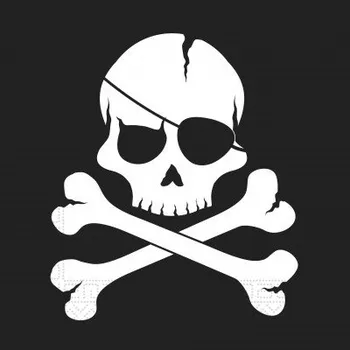 Papírový ubrousek Piráti černá lebka ubrousky 20 ks, 33 cm x 33 cm