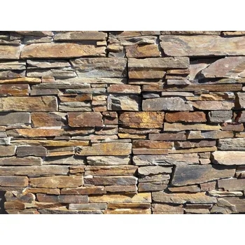 Obklad KAMENNÝ OBKLAD BŘIDLICE HNĚDÁ RUSTY NA SÍŤCE S BETONEM