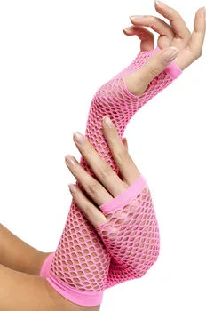 Karnevalový doplněk Smiffys Síťované rukavice bez prstů růžové