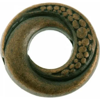 Dětské navlékací korálky Korálek kovový starozlatý donut , 14,5 mm (2 ks)