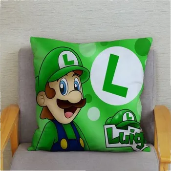 Dekorativní polštářek Super Mario Potah na polštáře 45 x 45 cm "LUIGI" Motiv: Luigi