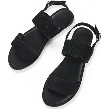 Dámské sandále ČERNÉ KOŽENÉ SANDÁLY Vero Moda