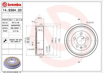 Brzdový buben Brembo 14.9384.20