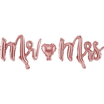 Fóliový balónek nápis MR ♥ MRS, rose gold