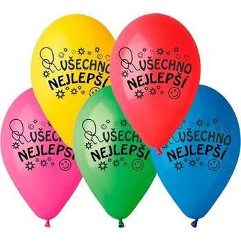 Balónek Balónky "Všechno nejlepší", 26 cm, 100 ks v balení, mix barev