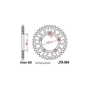 Řetězová sada pro motocykl JT-Sprockets JTA894-48 řetězová rozeta zadní duralová