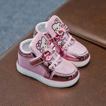 Dětská treková obuv Svítící kotníčkové tenisky Hello Kitty Barva: světle růžová, Velikost EUR: 22