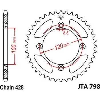 Řetězová sada pro motocykl JT-Sprockets JTA798-50 řetězová rozeta zadní duralová