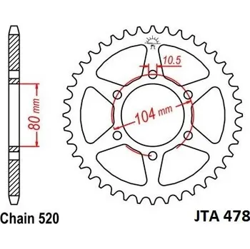 Řetězová sada pro motocykl JT-Sprockets JTA478-41 řetězová rozeta zadní duralová