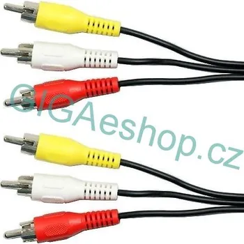 Audio kabel KB Kabel 3x CINCH-3x CINCH M/M 150cm (Kabel pro spojení dvou audio zařízení zvukovým signálem stereo kvality. Na obou stranách jsou 3 konektory RCA (cinch). Kabel je v černé barvě. Konektory: 3 x RCA cinch male 3 x RCA cinch male; Délka: 150cm)