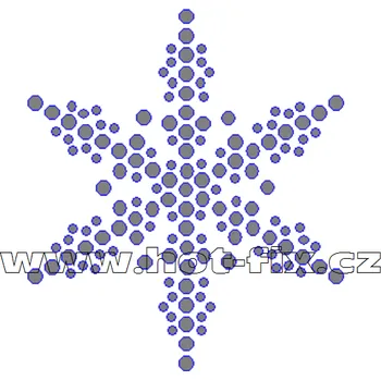 SV056 - vločka nažehlovací hot-fix kamínková aplikace na textil, rozměry cca 6,3x7,2cm barva: kameny barva 101 Crystal /stříbrná