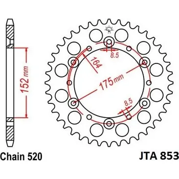 Řetězová sada pro motocykl JT-Sprockets JTA853-44 řetězová rozeta zadní duralová