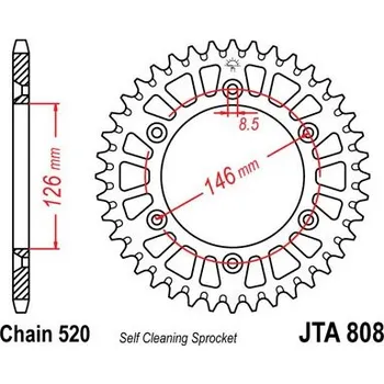 Řetězová sada pro motocykl JT-Sprockets JTA808-53 řetězová rozeta zadní duralová