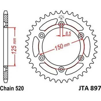 Řetězová sada pro motocykl JT-Sprockets JTA897-42 řetězová rozeta zadní duralová