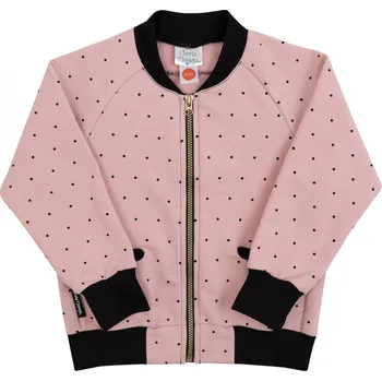 Dívčí mikina růžová puntíkatá mikina se stojáčkem