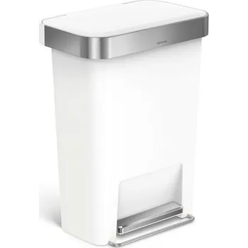 Odpadkový koš Pedálový odpadkový koš Simplehuman - 45 l, kapsa na sáčky, obdélníkový, bílý plast/nerez CW1387CB
