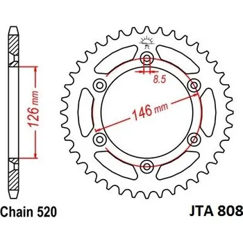 Řetězová sada pro motocykl JT-Sprockets JTA808-43 řetězová rozeta zadní duralová