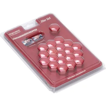 Samolepicí dekorace na vozidlo Sada krytek na kolové šrouby nebo matice Wemar, červené 20ks, CK1920RWEM, 19mm