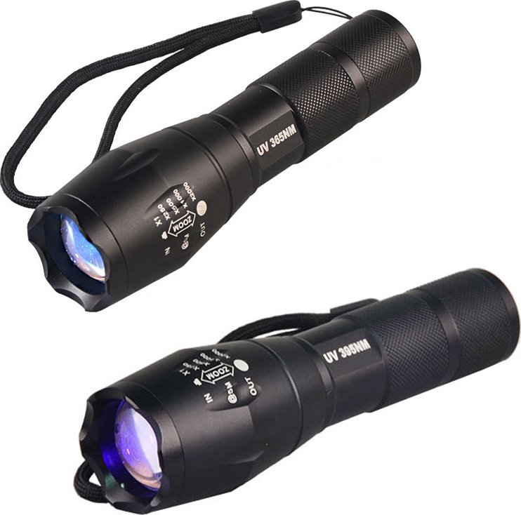 Alitom UV hliníková Led svítilna zoom / UV Led baterka 3W LED 365nm