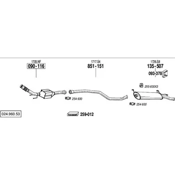 Výfukový systém výfuková trubka střední Bosal 851-151