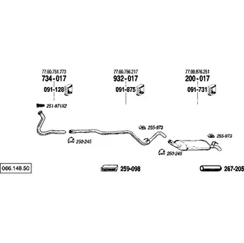 Výfukový systém výfuková trubka střední Bosal 932-017