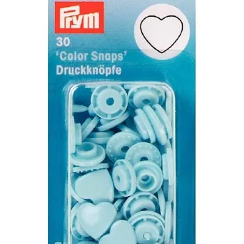 plastové patentky srdce sv.modré 30ks