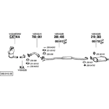 Výfukový systém výfuková trubka střední Bosal 700-061