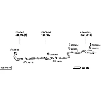 Výfukový systém výfuková trubka přední Bosal 734-949