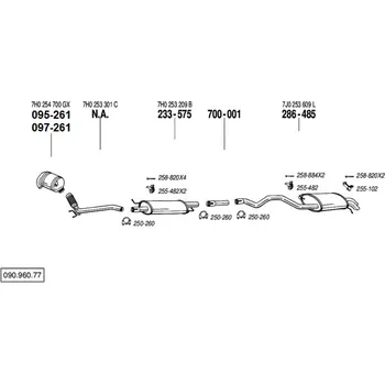 Výfukový systém výfuková trubka střední LWB Bosal 700-001