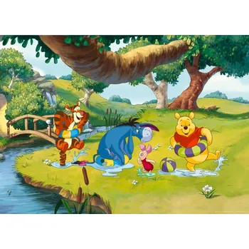 Fototapeta Vliesová fototapeta Medvídek Pú u vody s přáteli FTDNM-5215 / Dětské fototapety 1-dílné Disney Pooh (160 x 110 cm) AG Design