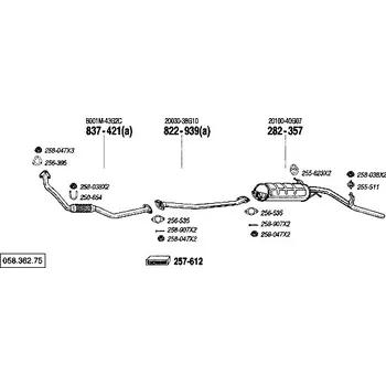 Výfukový systém výfuková trubka střední Bosal 822-939