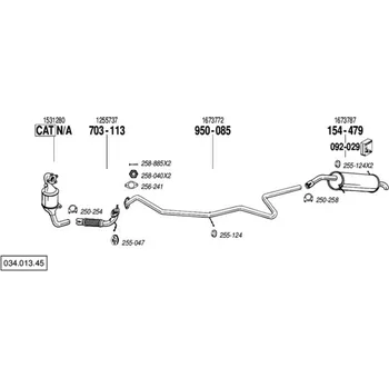 Výfukový systém výfuková trubka střední Bosal 950-085