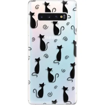 Telefonní příslušenství Odolné silikonové pouzdro iSaprio - Cat pattern 05 - black - Samsung Galaxy S10+