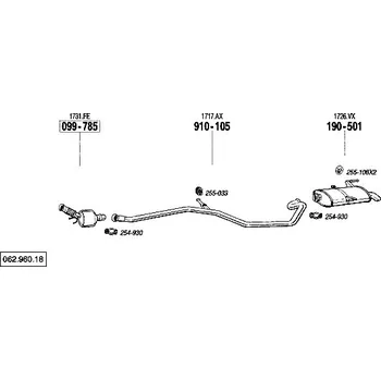 Výfukový systém výfuková trubka střední Bosal 910-105