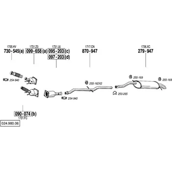 Výfukový systém výfuková trubka střední Bosal 870-947