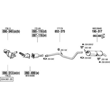 Výfukový systém výfuková trubka střední Bosal 852-375