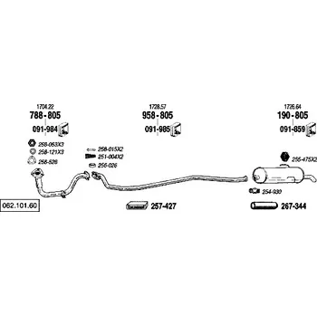 Výfukový systém výfuková trubka střední Bosal 958-805