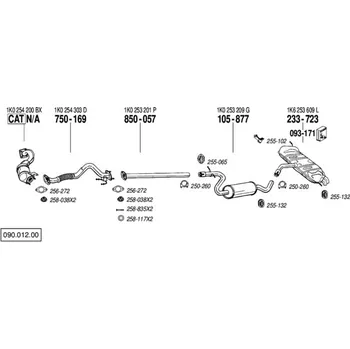 Výfukový systém výfuková trubka střední Bosal 850-057